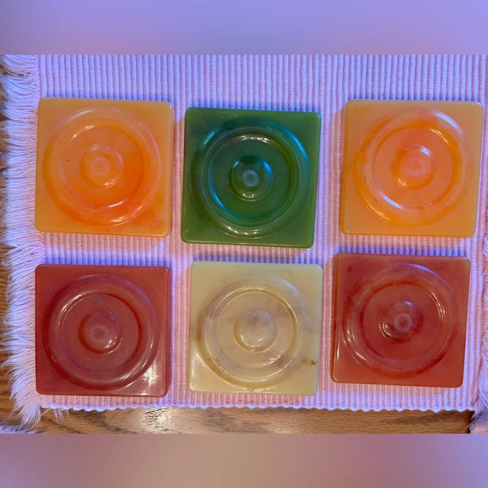 Vintage Crate&Barrel Lucite - Colorful Vintage Coasters Set - 70's Colors